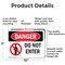 Signmission Do Not Enter Danger Sign, Aluminum, 10in W x 7in L, 2PK OS-2PACK-DS-A-710-L-1151 - alternate 4